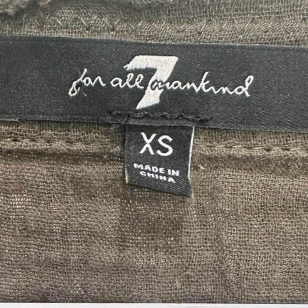 7 For All Mankind Green Henley Top Gauze Oversized Fit Women’s Size XS - Picture 4 of 7